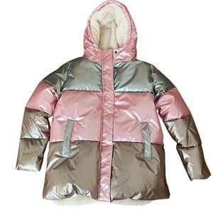 Pink Chicken NWT pink silver and gold puffer coat